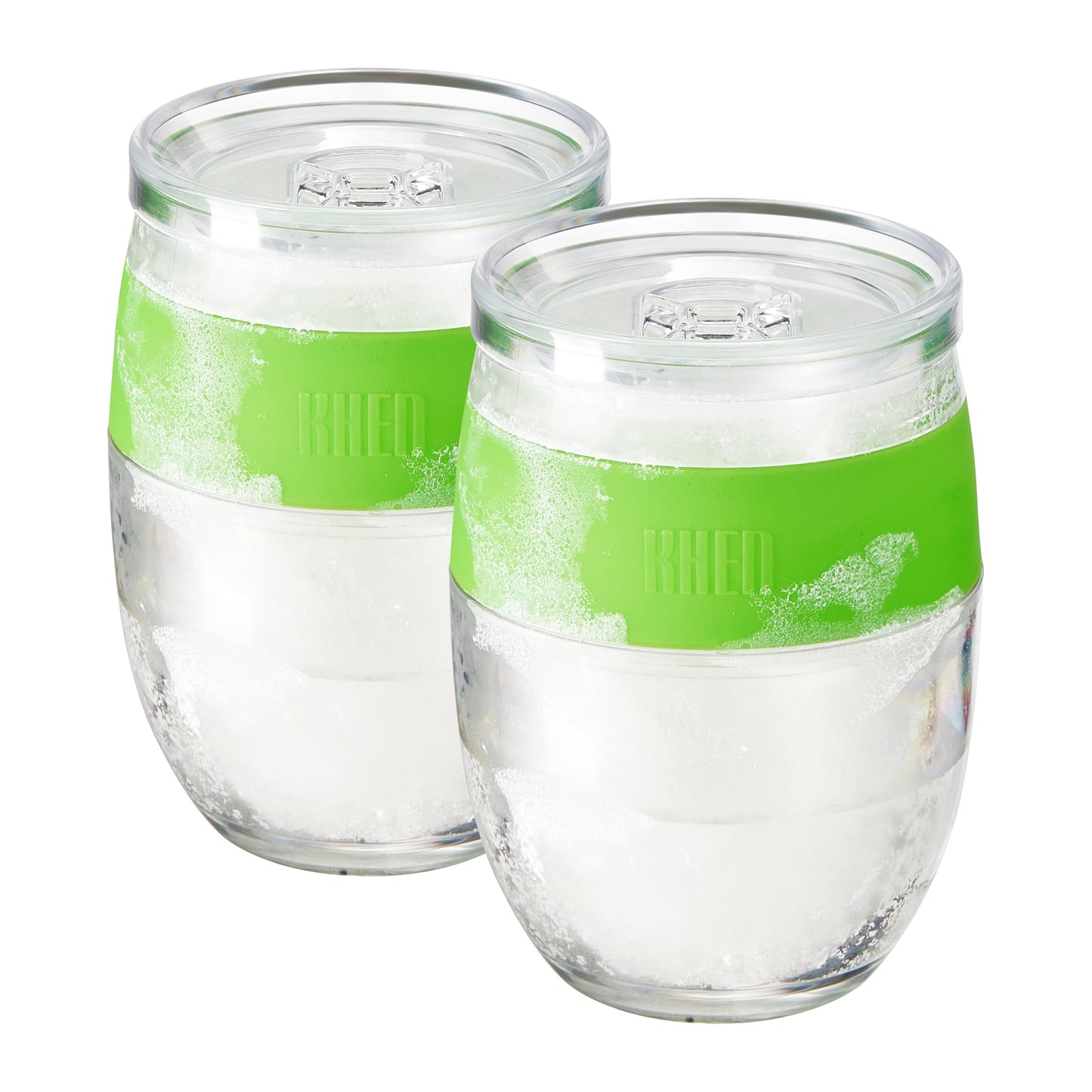 Khen Stemless Acrylic Cooling Wine Glasses | Set of 2 | 14oz | Green | BPA-Free | Freezer Safe - Niksstuff