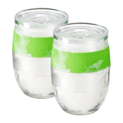 Khen Stemless Acrylic Cooling Wine Glasses | Set of 2 | 14oz | Green | BPA-Free | Freezer Safe - Niksstuff