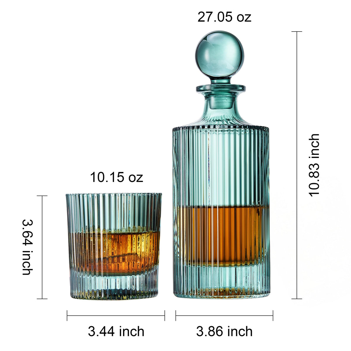Khen Ribbed Glass Decanter Set with 4 Glasses