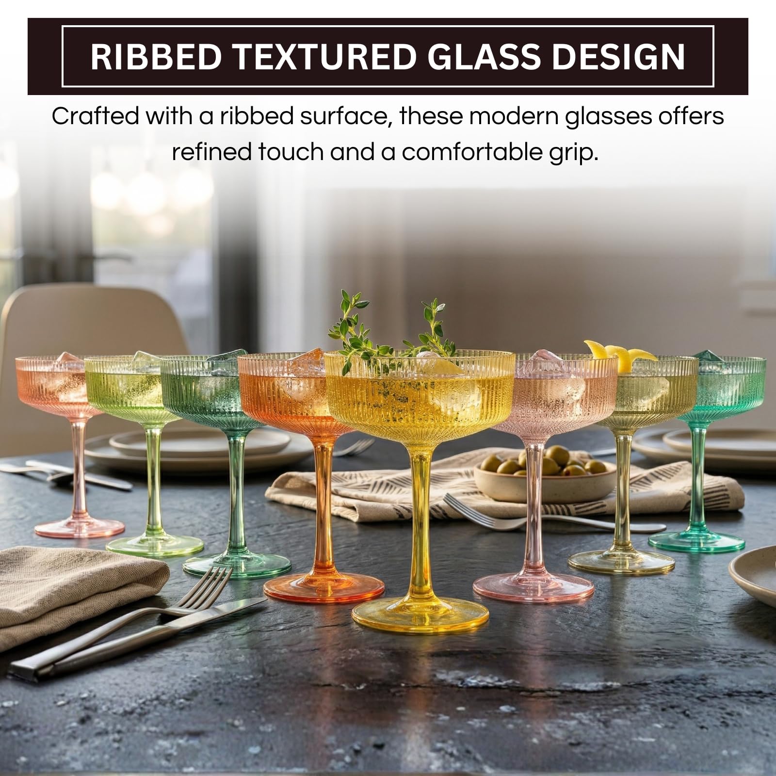 Madrid Acrylic Champagne Coupe Glasses | Set of 8 | 8oz | Shatterproof | Indoor & Outdoor | Khen Site - Niksstuff