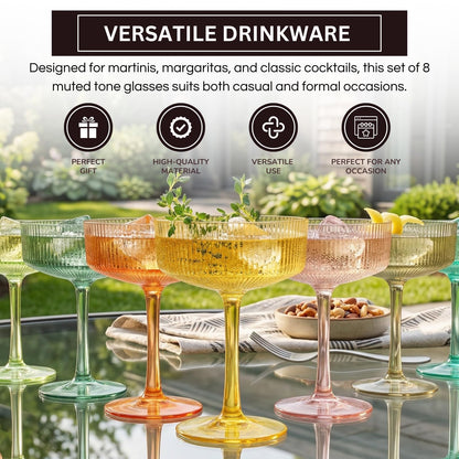 Madrid Acrylic Champagne Coupe Glasses | Set of 8 | 8oz | Shatterproof | Indoor & Outdoor | Khen Site - Niksstuff