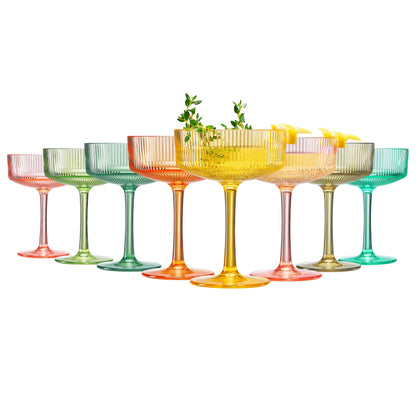 Madrid Acrylic Champagne Coupe Glasses | Set of 8 | 8oz | Shatterproof | Indoor & Outdoor | Khen Site - Niksstuff
