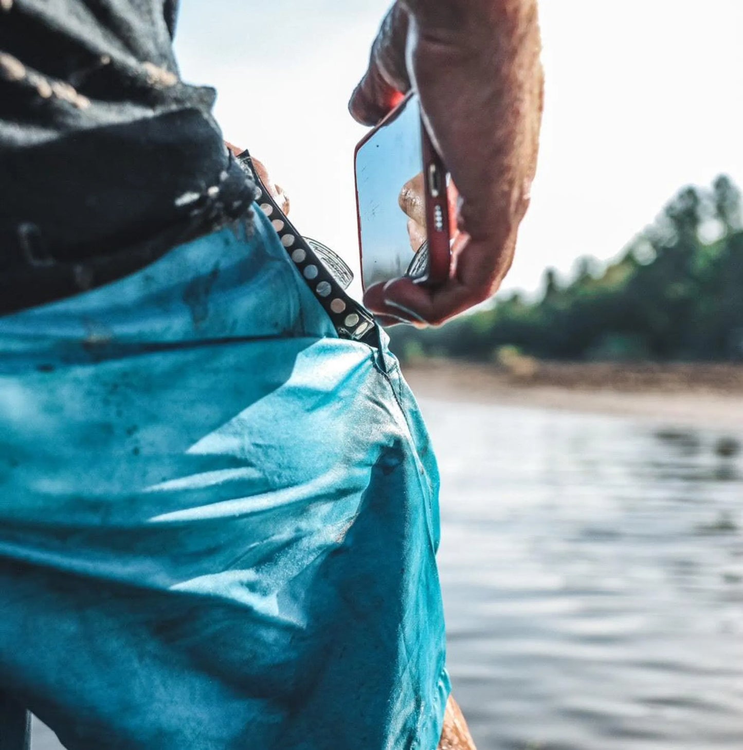 Waterproof Dry Bag Pocket Board Shorts | 100ft Rated | Phone & Wallet Safe | Blue