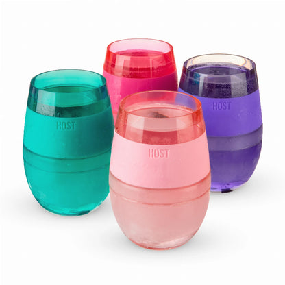HOST Wine Freeze Cooling Cups Set of 4 – Stemless Tumblers with Cooling Gel