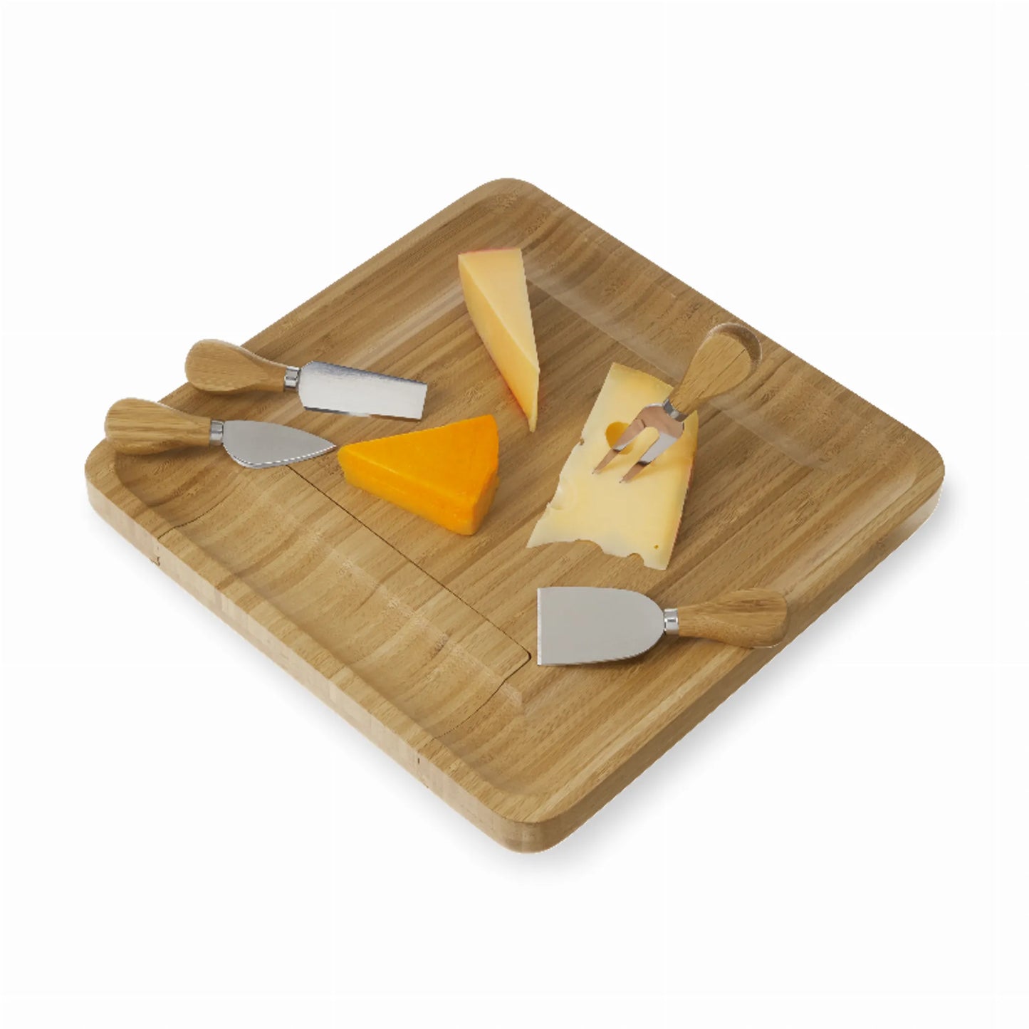 4-Piece Bamboo Cheese Board & Knife Set by Twine