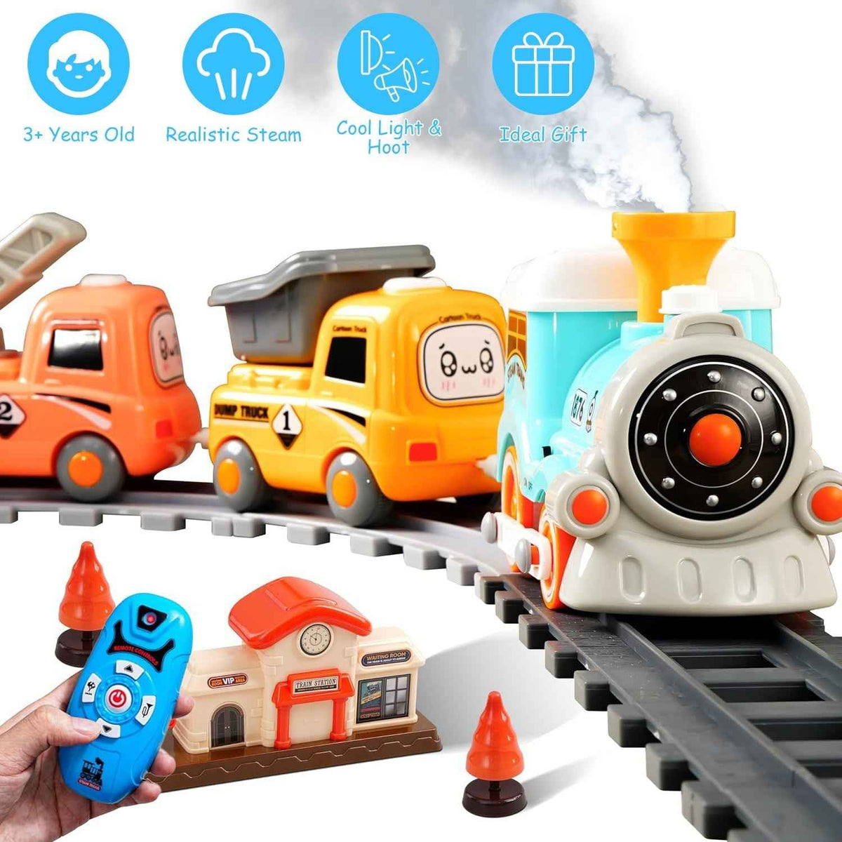 Babyluv Electric Remote Control Train Set with Smoke, Light & Sound