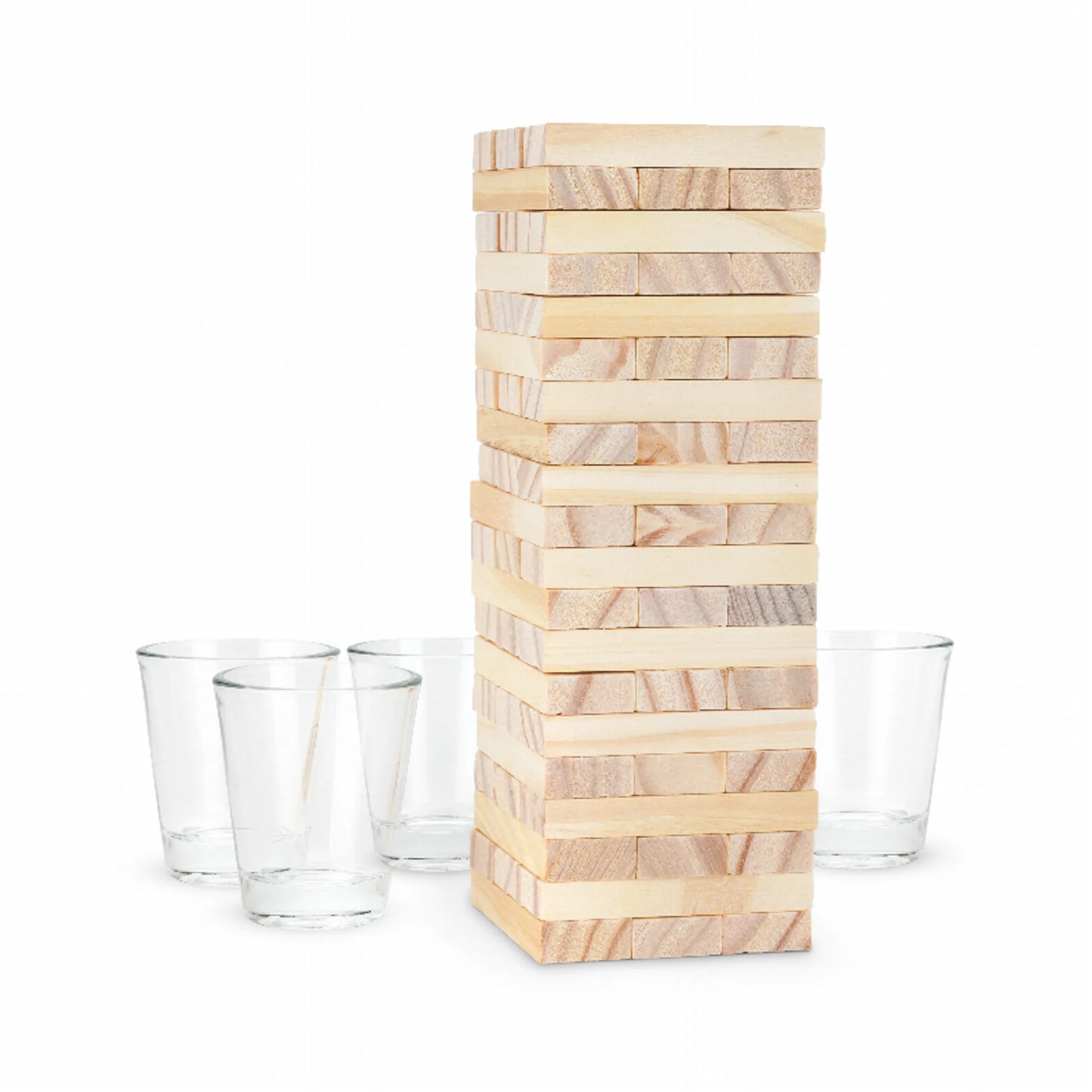 True Brands Stack Adult Drinking Game | 60 Blocks & 4 Shot Glasses | 2-4 Players