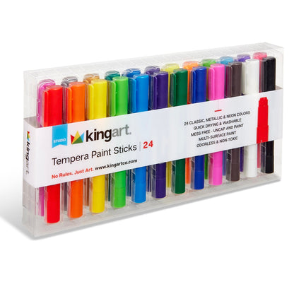 KINGART Tempera Paint Thin Sticks - 24 Colors