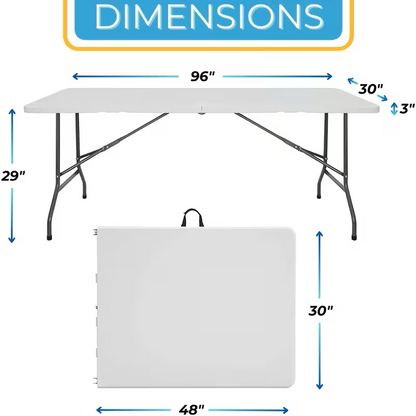 Portable Plastic Folding Table | 2.5, 4, 6 & 8 Foot Sizes | Indoor & Outdoor