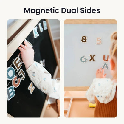 Tiny Land Magnitales Kids Art Easel, Double-Sided Magnetic Whiteboard & Chalkboard