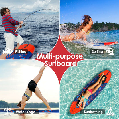 6-Foot Beginner Surfboard | 3 Detachable Fins | Leash & Traction Pad Included | Yellow, White or Red