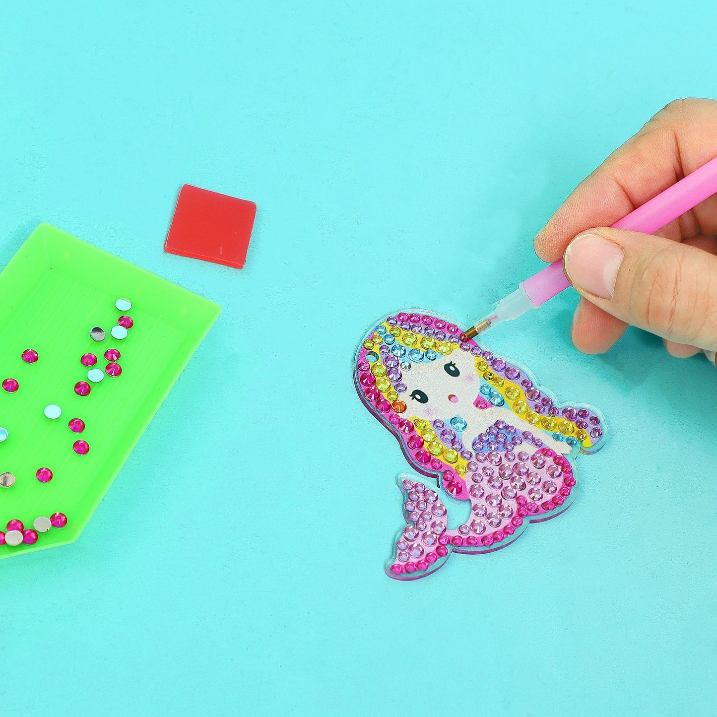 Mermaid Diamond Art Keychain Kit | Set of 15 Charms for Kids & Teens - Niksstuff
