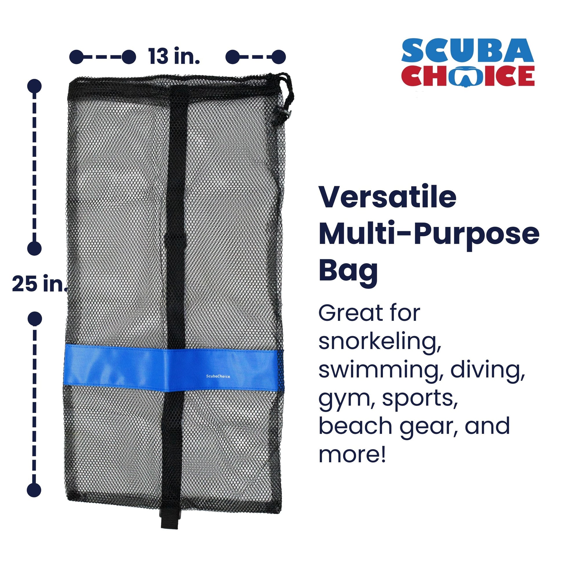 Drawstring Mesh Bag with Shoulder Strap 25" x 13" by Scuba Choice - Niksstuff