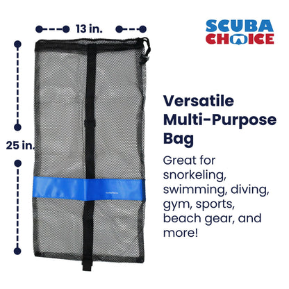 Drawstring Mesh Bag with Shoulder Strap 25" x 13" by Scuba Choice - Niksstuff