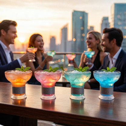 Khen Eze Frozen Margarita & Cocktail Chiller Glasses | Set of 4 | 12oz | Double-Wall | Acrylic - Niksstuff