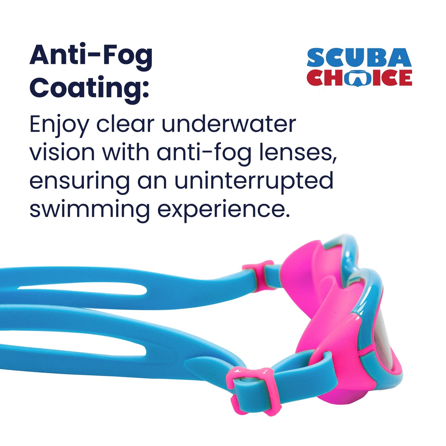 Palantic Jr. Silicone Swim Goggles | Anti-Fog Lenses | Kids & Narrow-Face Adults | Blue/Pink - Niksstuff