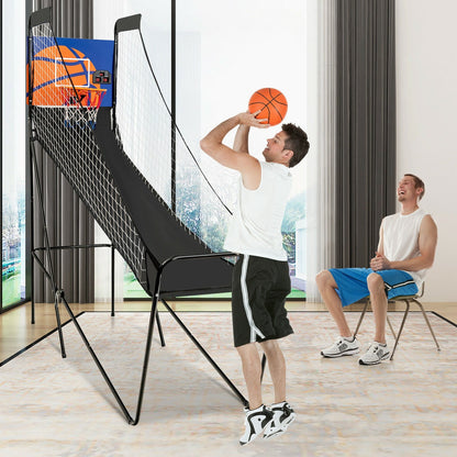 Foldable Basketball Arcade Game | Electronic Scorer | Steel Frame + MDF Backboard | 3 Balls Included