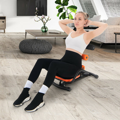 Abdominal Trainer Crunch Bench | 3-Level Adjust | Pivoting Rollers | Spring Resistance | Multi-Use