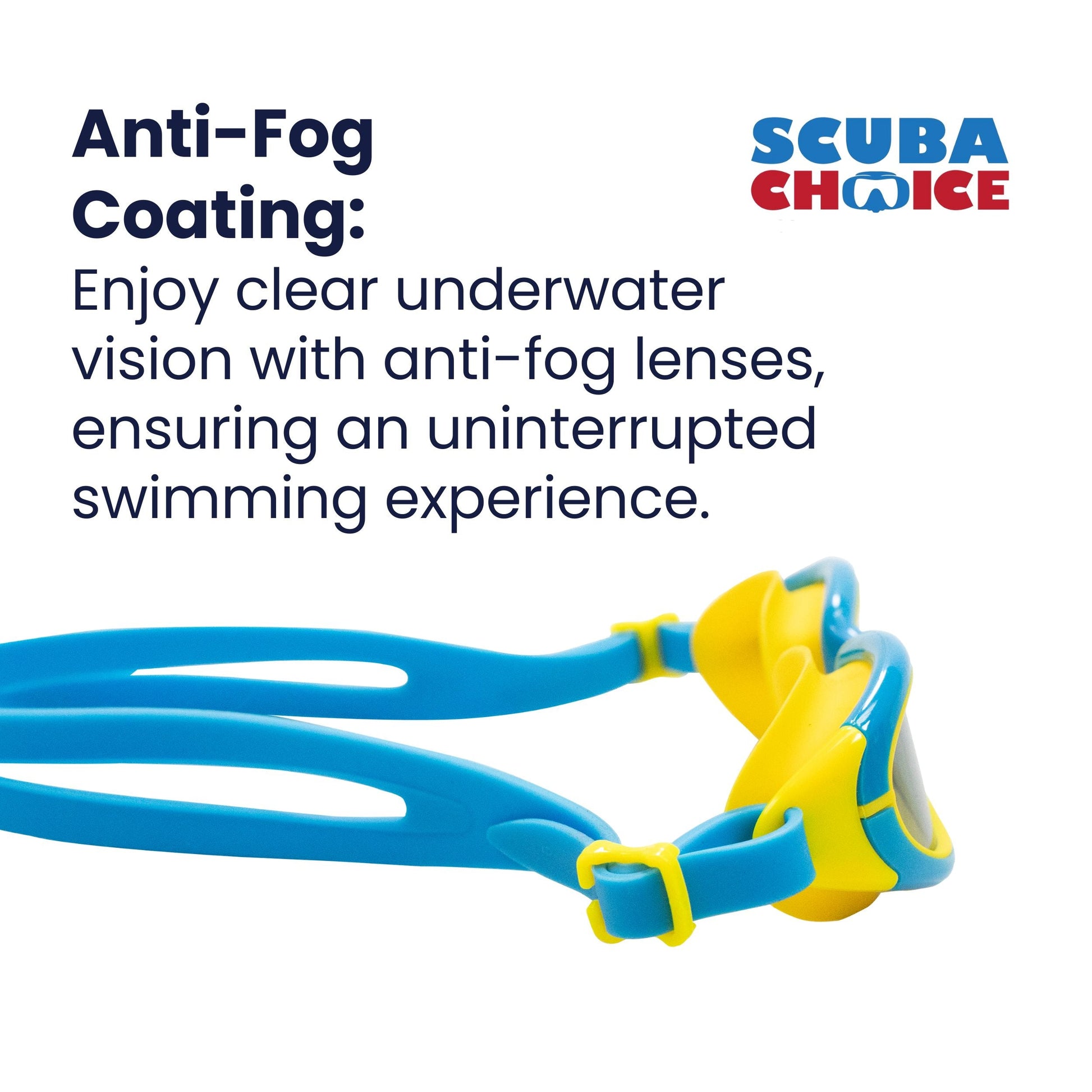 Palantic Jr. Silicone Swim Goggles | UV Tinted Anti-Fog Lenses | Kids & Narrow-Face Adults | Blue/Yellow - Niksstuff