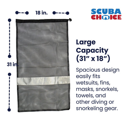 Drawstring Gray Mesh Gear Bag 31" x 18" by Scuba Choice - Niksstuff