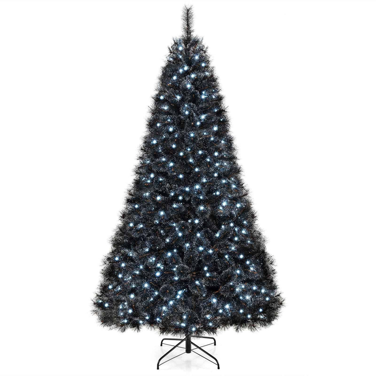 Black Artificial Halloween & Christmas Tree with Cool White LED Lights – 6 or 7 FT