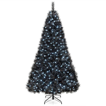 Black Artificial Halloween & Christmas Tree with Cool White LED Lights – 6 or 7 FT