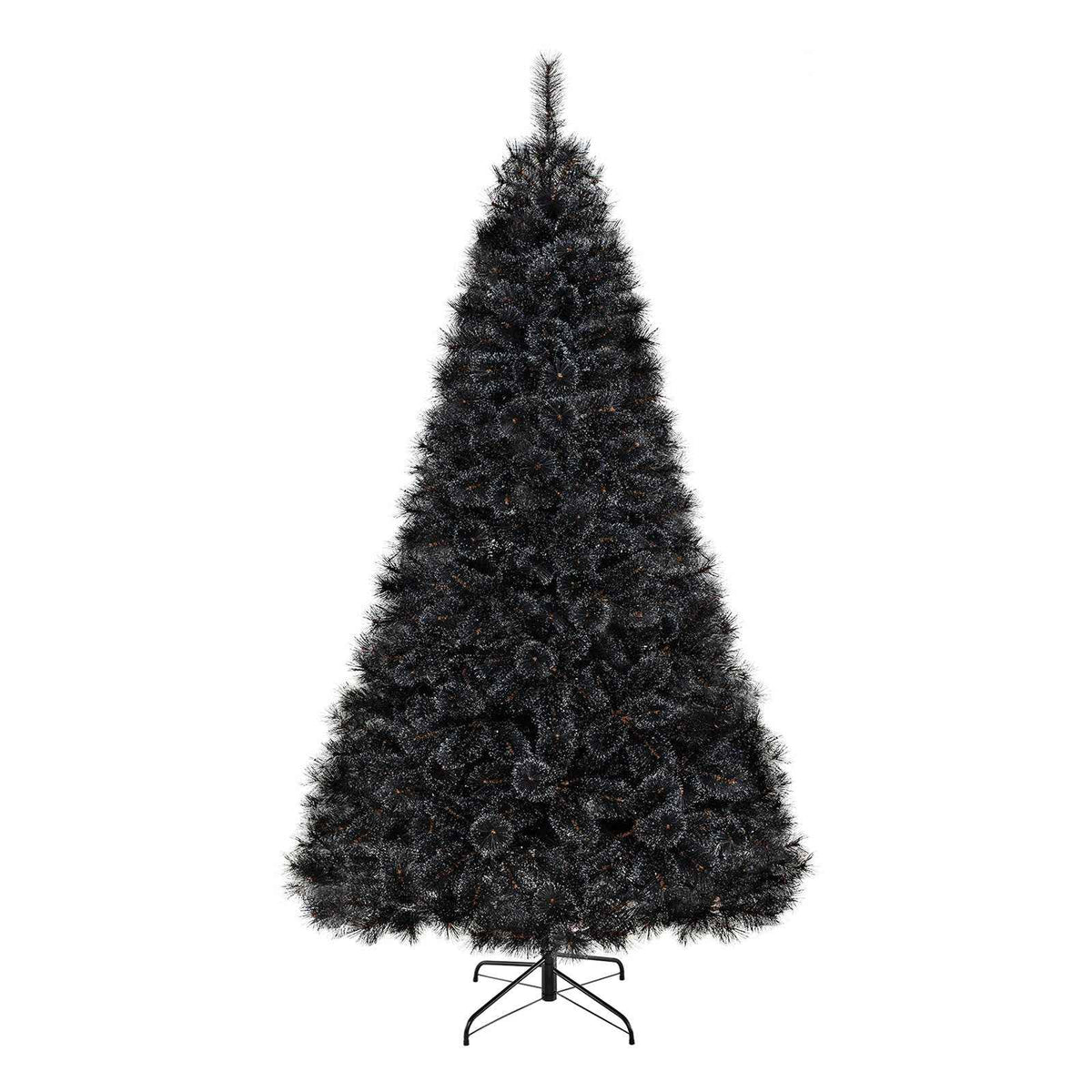 Black Artificial Halloween & Christmas Tree with Cool White LED Lights – 6 or 7 FT