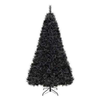 Black Artificial Halloween & Christmas Tree with Cool White LED Lights – 6 or 7 FT