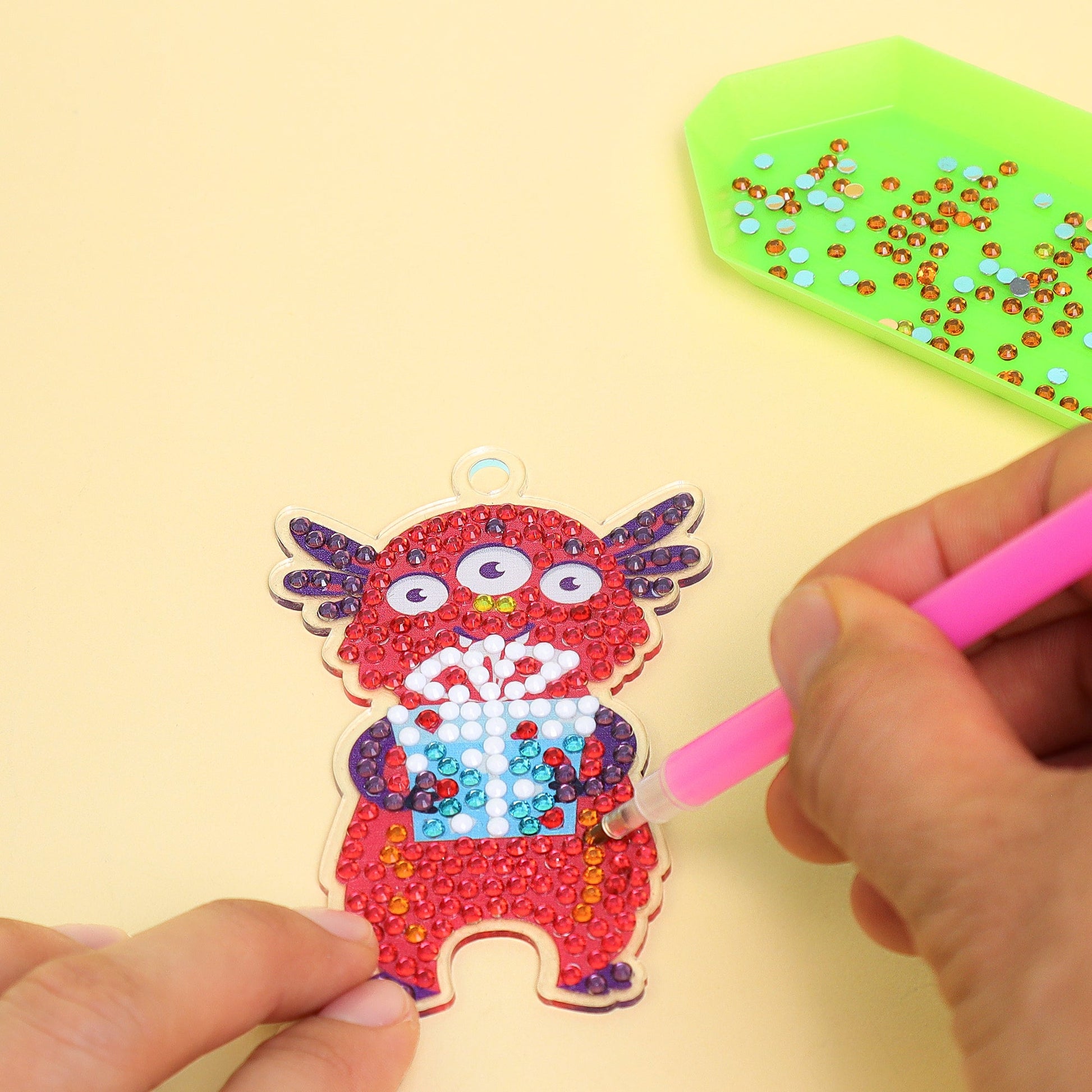 Monsters Diamond Art Keychain Kit | Set of 15 Charms for Kids & Teens - Niksstuff