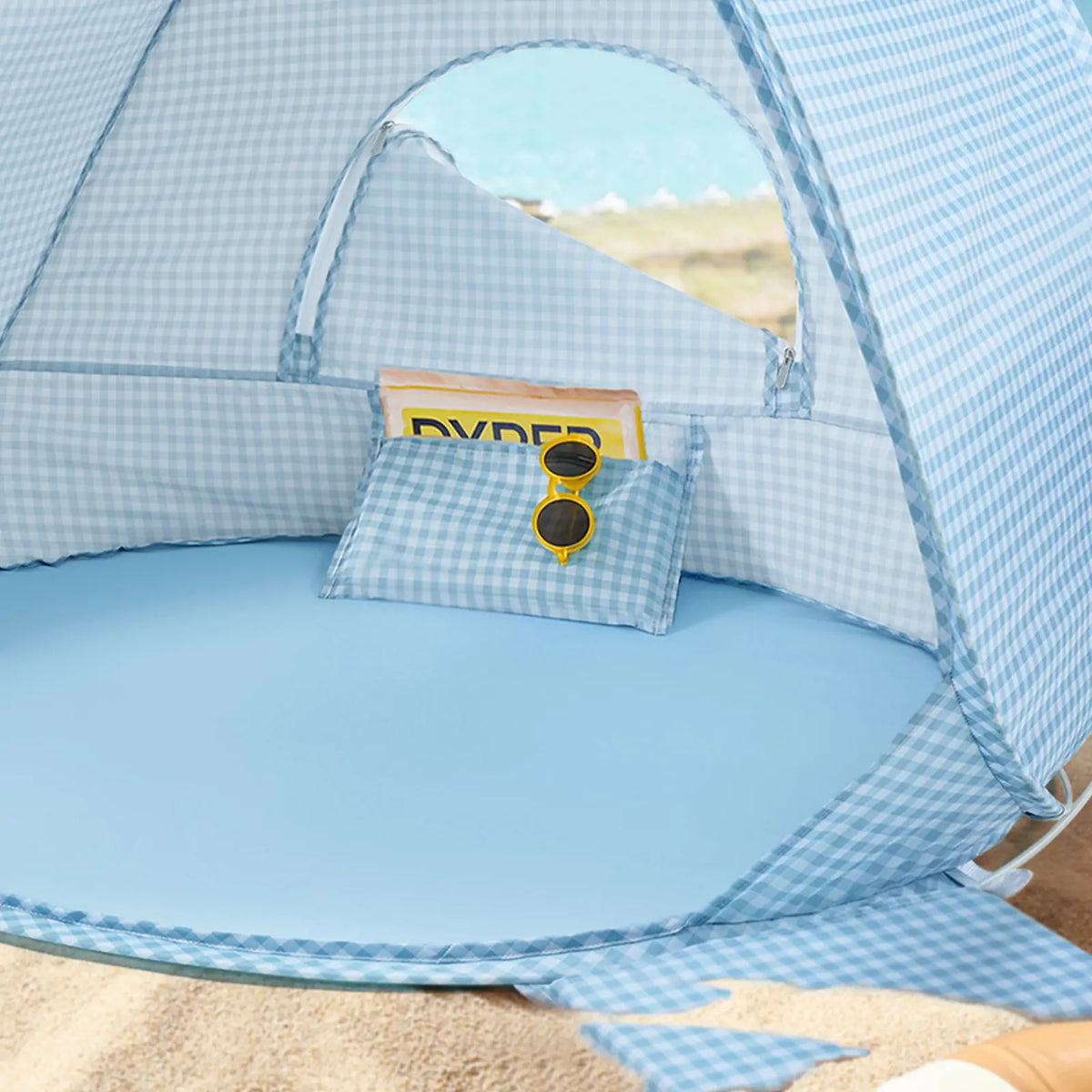 Tiny Land Kids Beach Tent Set with Sand Toys, UV Protection and Sandbag Anchors