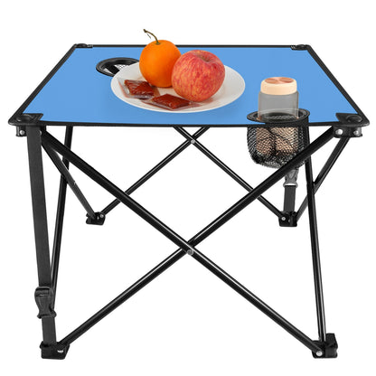LakeForest Folding Camping Table with 2 Cup Holders – 600D Oxford, 44 lb Capacity | 18.5"x18.5" | 2.2 lbs | 1-Pc & 2-Pc Sets