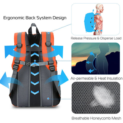 36L Outdoor Backpack | Water-Repellent Nylon | Ergonomic | 373g | iNova | Orange