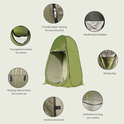 Pop-Up Privacy Tent – 7 ft Camping Shower, Toilet & Dressing Room | UPF 40+, Waterproof 210D Oxford | 47"x47"x83"