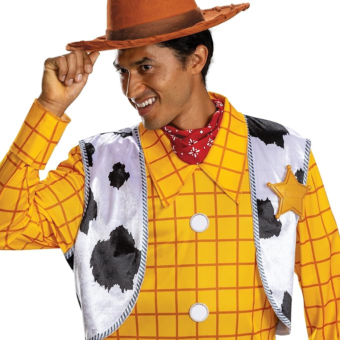Toy Story Woody Adult Costume - Includes Jumpsuit, Hat, and Badge