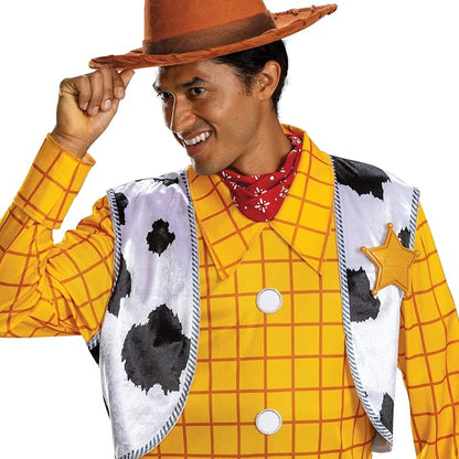 Toy Story Woody Adult Costume - Includes Jumpsuit, Hat, and Badge