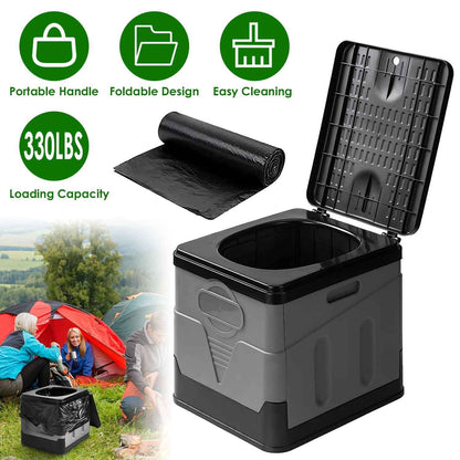 Portable Camping Toilet – Foldable, 330 lb Capacity | Lid, Trash Bags & Carry Bag Included | Camping, Boating & Travel