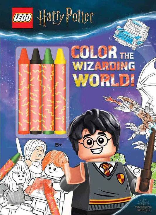 LEGO Harry Potter coloring activity book with crayons, colorful cover art for kids