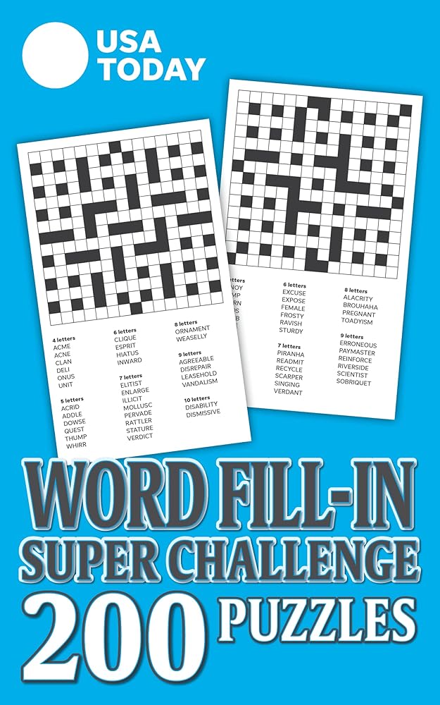 USA TODAY Word Fill-In Super Challenge | 200 Puzzles | Logic & Deduction