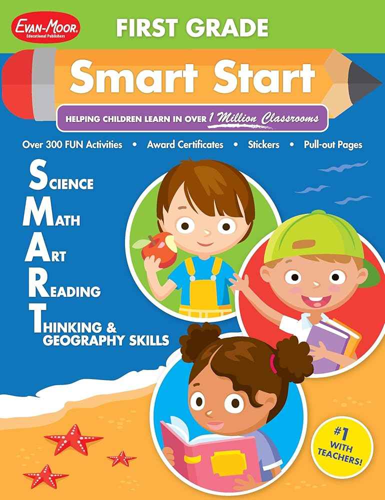 Evan-Moor Smart Start Grade 1 Activity Book | 320 Pull-Out Pages | Science, Math, Art & Reading