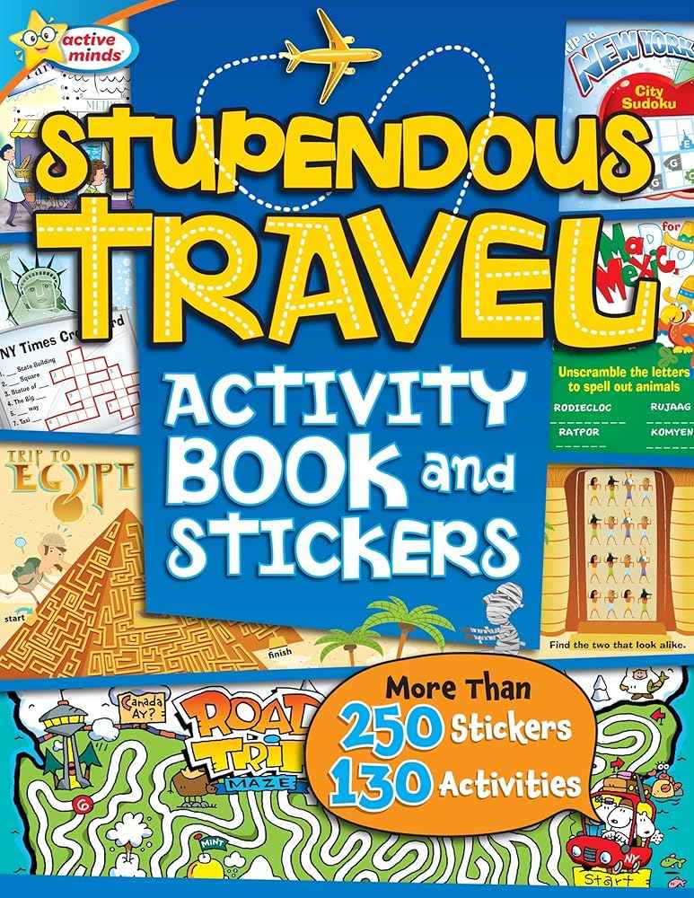 Active Minds Stupendous Travel Activity Book | 130+ Activities & 250 Stickers | Ages 4+