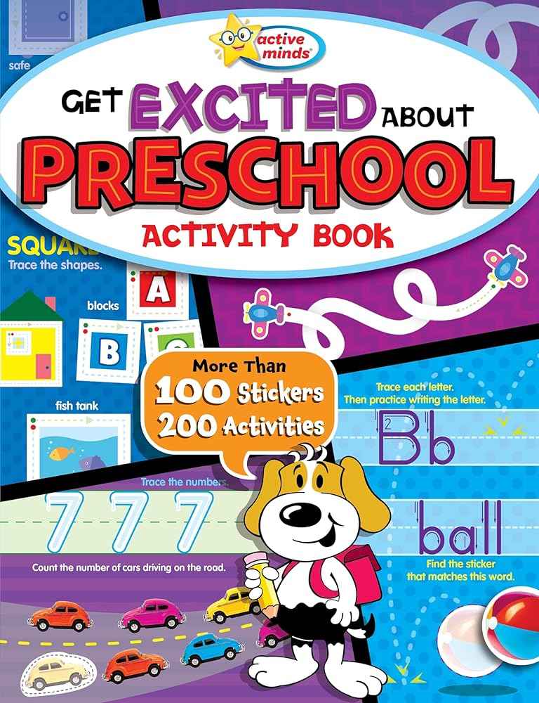 Active Minds Get Excited About Preschool Activity Book | 200 Activities & 100 Stickers | Ages 3+
