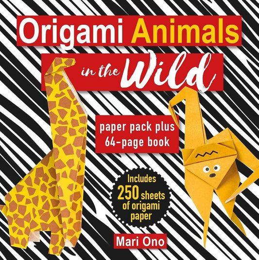 Origami animals in the wild paper pack and 64-page book cover with origami figures