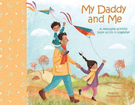 Children's daddy-and-me keepsake activity book cover with father and child flying a kite