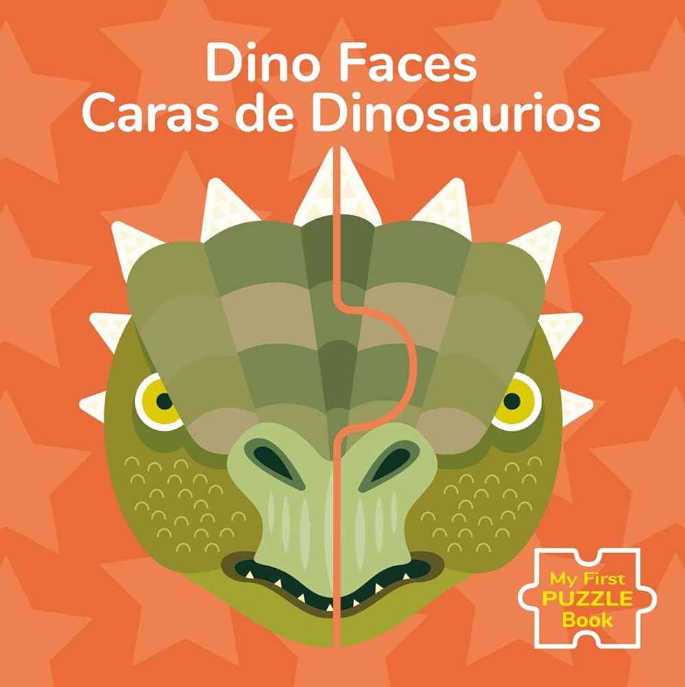 Dino Faces / Caras de Dinosaurios | Bilingual English & Spanish Puzzle Board Book | Ages 2+