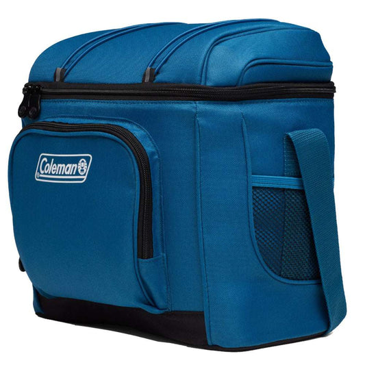 Coleman soft-sided portable cooler, deep blue with zip-top and front pocket