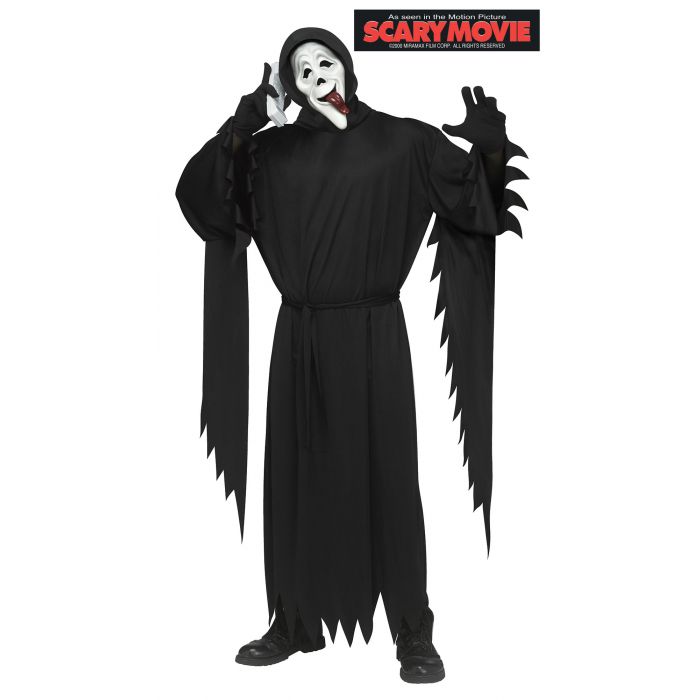 Wassup Scream Ghost Face Adult Costume - Hooded Robe, Mask, Belt