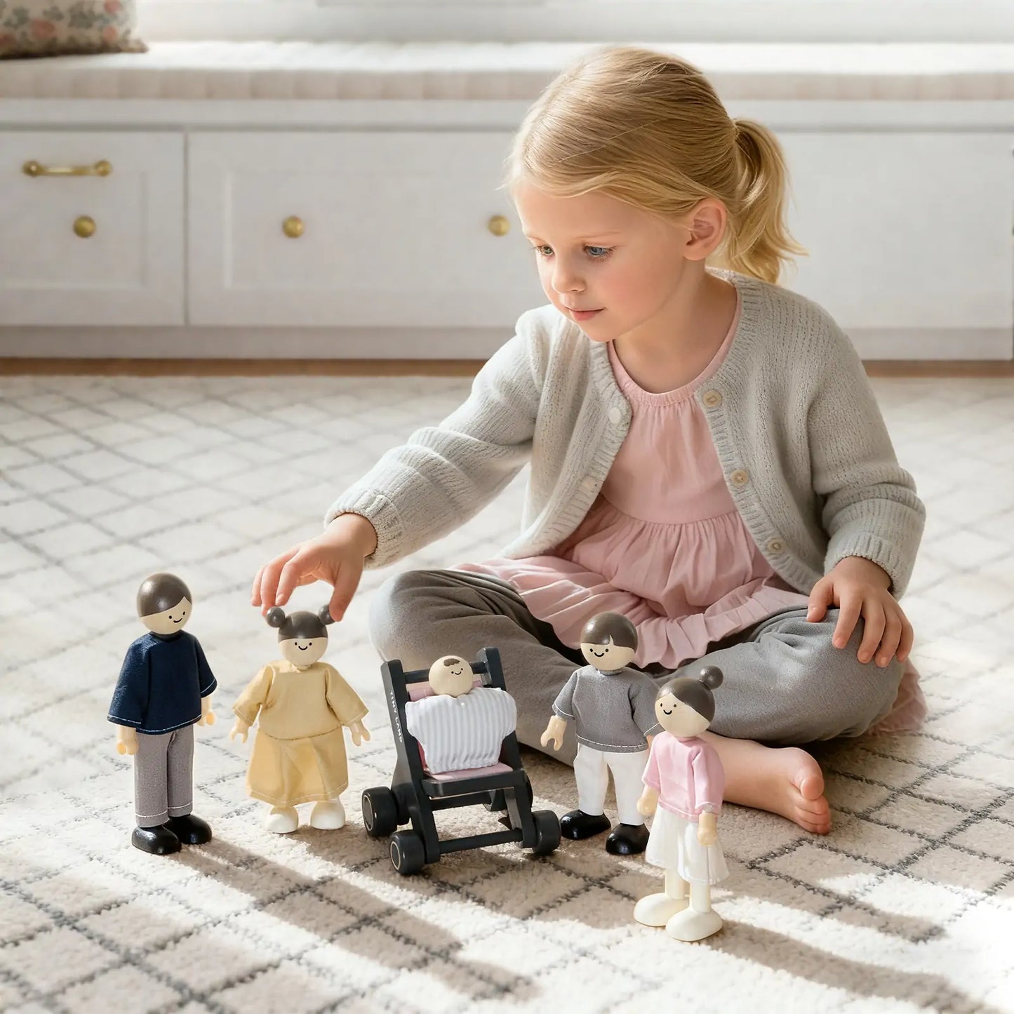 Tiny Land Sweetwood Edge Dollhouse & Garage Bundle – Modern Wooden Dollhouse with Furniture, SUV & Accessories | Ages 3+