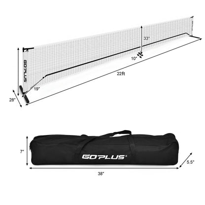 22 FT Portable Pickleball Net Set | 25mm Steel Frame | Fiberglass Post | 600D Oxford Bag | Indoor & Outdoor