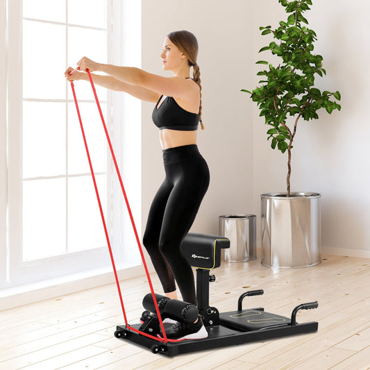 8-in-1 Home Gym Squat Machine | 220 lb Capacity | 9-Level Adjust | Iron Frame | Wheels | Full-Body