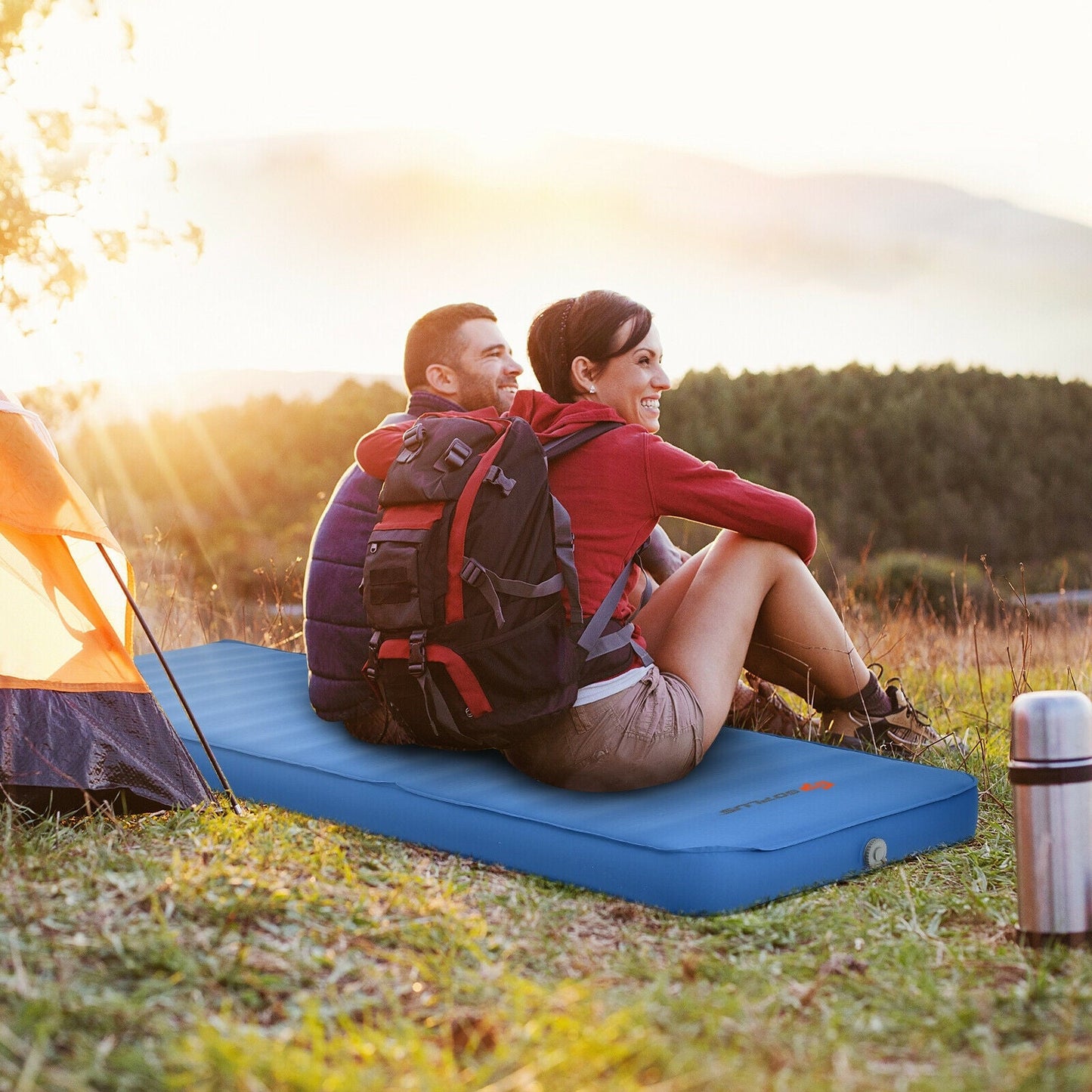Self-Inflating Camping Sleeping Mattress | Waterproof TPU | Sponge Padding | Carrying Bag Included | Green or Blue
